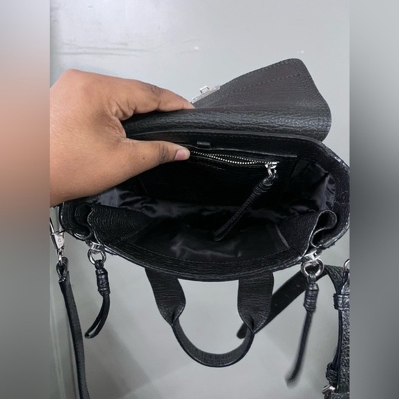 3.1 Phillip Lim Pashli Satchel Bag Black Pebble Leather Metallic Textured - Picture 7 of 13
